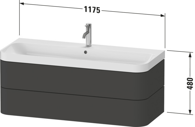 Duravit WTU m. Happy D.2 Plus,2 Schk.,2HL 480x1175x490,Weiß Hochglanz