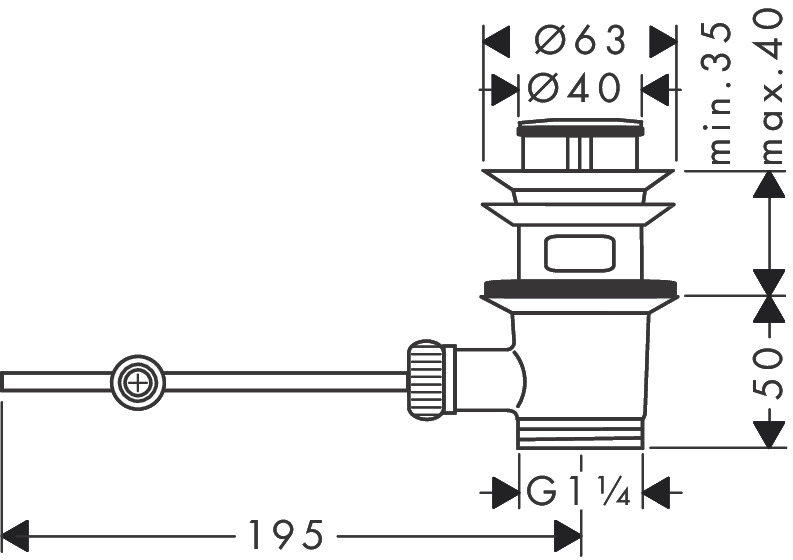 Hansgrohe Ablaufventil Waschtischmischer und Bidetmischer DN32 chrom