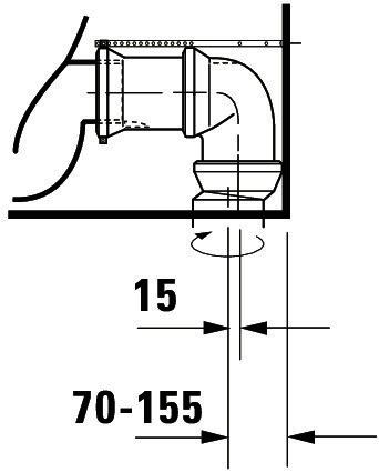DU Stand-WC Kombi Starck 3 655 mm Tiefspüler,f.SPK,Abg.Vario,weiß,HYG