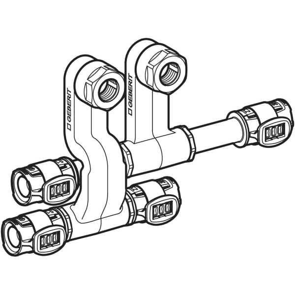 Geberit FlowFit Set Anschluss-T-Stück für Vorl./Rückl. SiBr d16-15-16
