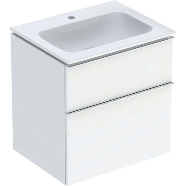 Geberit iCon Set MWT m. US, 2 Schubl. 60x63x48cm, weiß hgl./Griff chrom