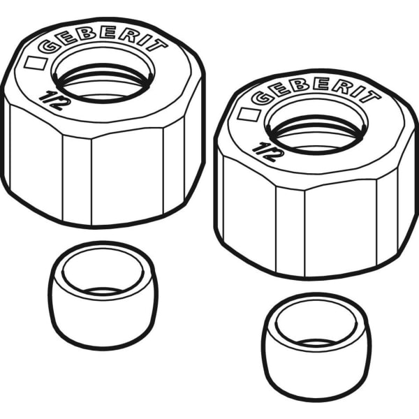 Geberit Set Klemmringverschraubung vernickelt G1/2-d15