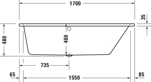 Duravit No.1 Whirlwanne Duravit 1700x1000mm Einbau R., 1 Rückens.,Trapezför., Weiß