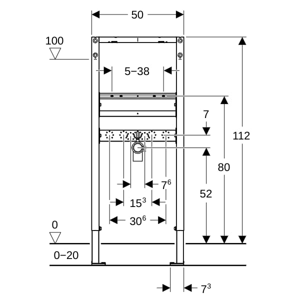 Geberit DuofixBasic Element für Waschtisch, 112 cm, Standarmatur