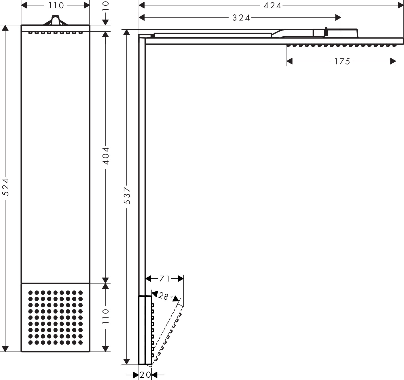 Hansgrohe Brausenmodul 110/220 Axor ShowerComposition 1jet Schulterbr. chrom