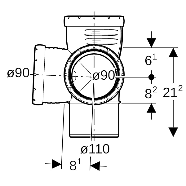 Geberit Silent-Pro Eckabzweig 87,5Gr d110/90/90