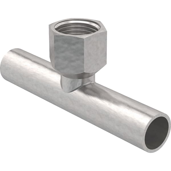 Geberit Mapress C-Stahl T-Stück mit IG und Einschubenden d22-Rp1/2-22 verzinkt