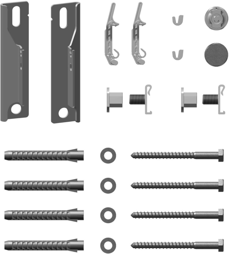 Kermi Befestigungsset Plan-Design senkrecht (7) weiß, RAL9016