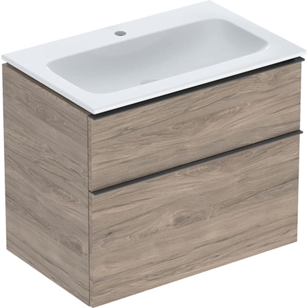 Geberit iCon Set MWT m. US, 2 Schubl. 75x63x48cm, Nussbaum/Gr. lava/KeraTect