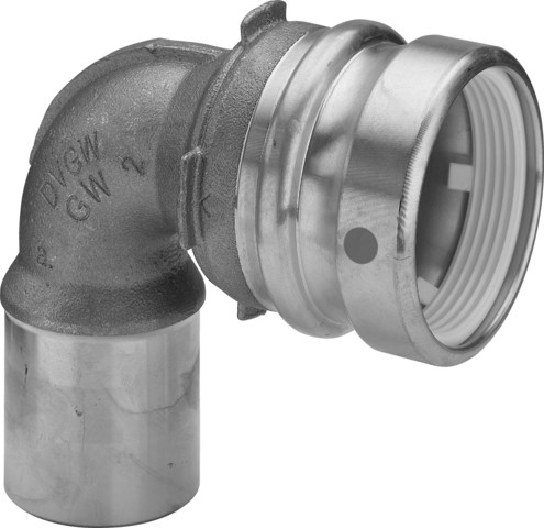 Viega Bogen 90 Grad mit SC Geopress 9616.1TW in 28x40mm Rotguss