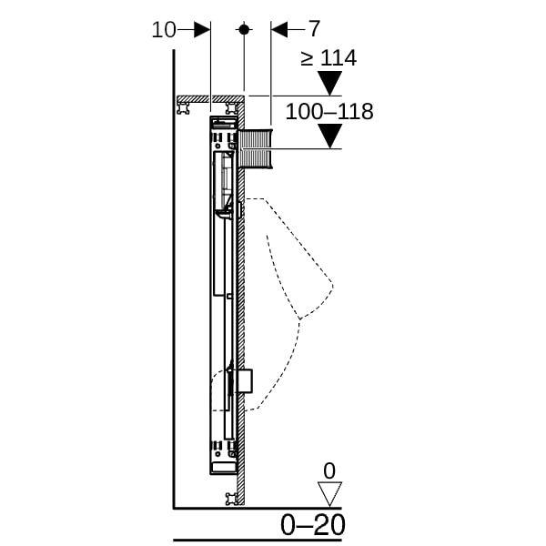 Geberit GIS Element für Urinal, 114 cm, Universal