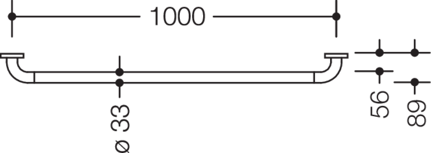 HEWI Haltegriff Ser 801 d:33, AM:1000mm, BM211.2 rubinrot