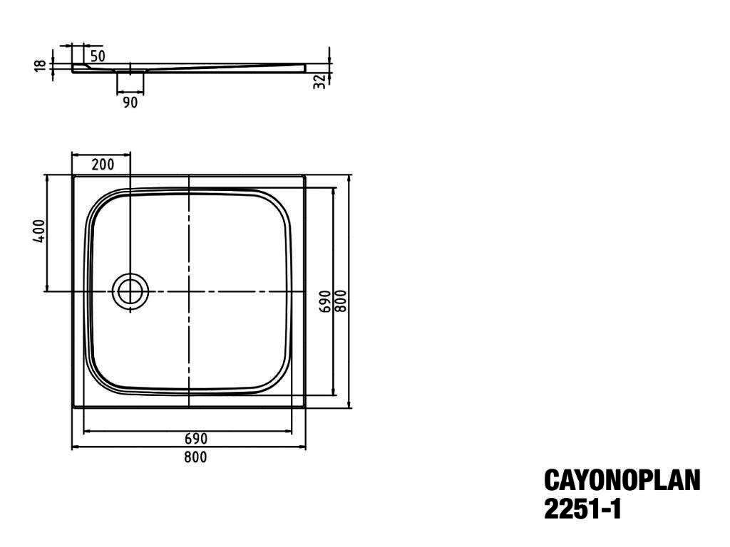 KA DW CAYONOPLAN Mod.2251-1,800x800mm, alpinweiß,Perl-Effekt