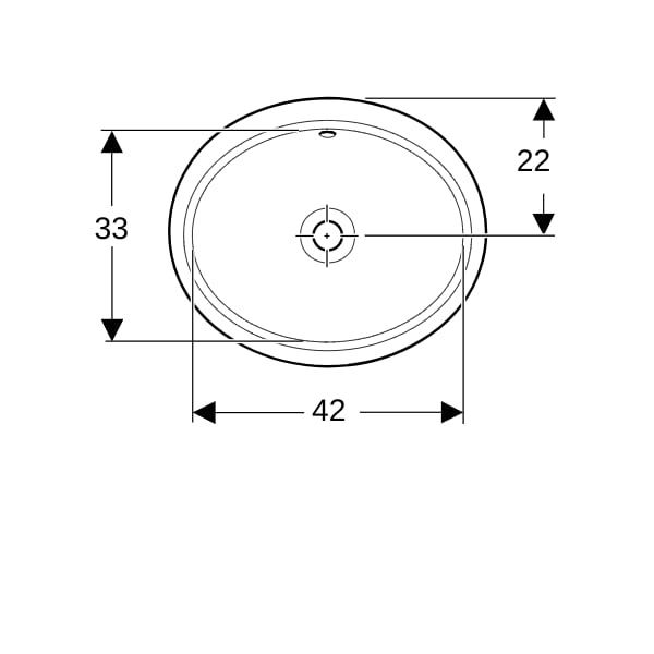 Geberit VariForm Unterbauwaschtisch, oval d:49,5x42cm, o. Hl, m. Ül., gl weiß,Tect