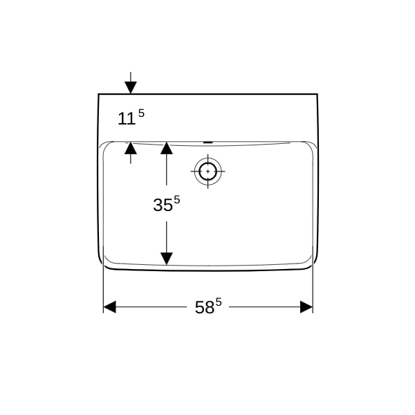 Geberit Renova Plan Waschtisch, 60x48cm o. Hl., m. Ül., weiß