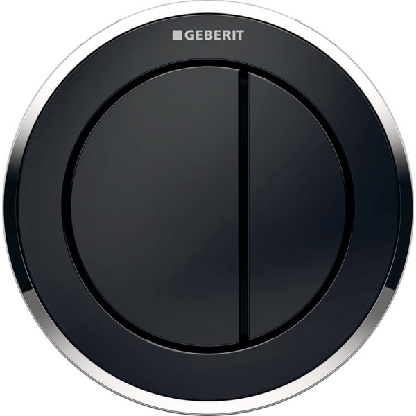 Geberit Typ 10 Fernbetätigung, rund, pmeum. 2-M-Sp., Möbeldrücker, schw glzd / chrg