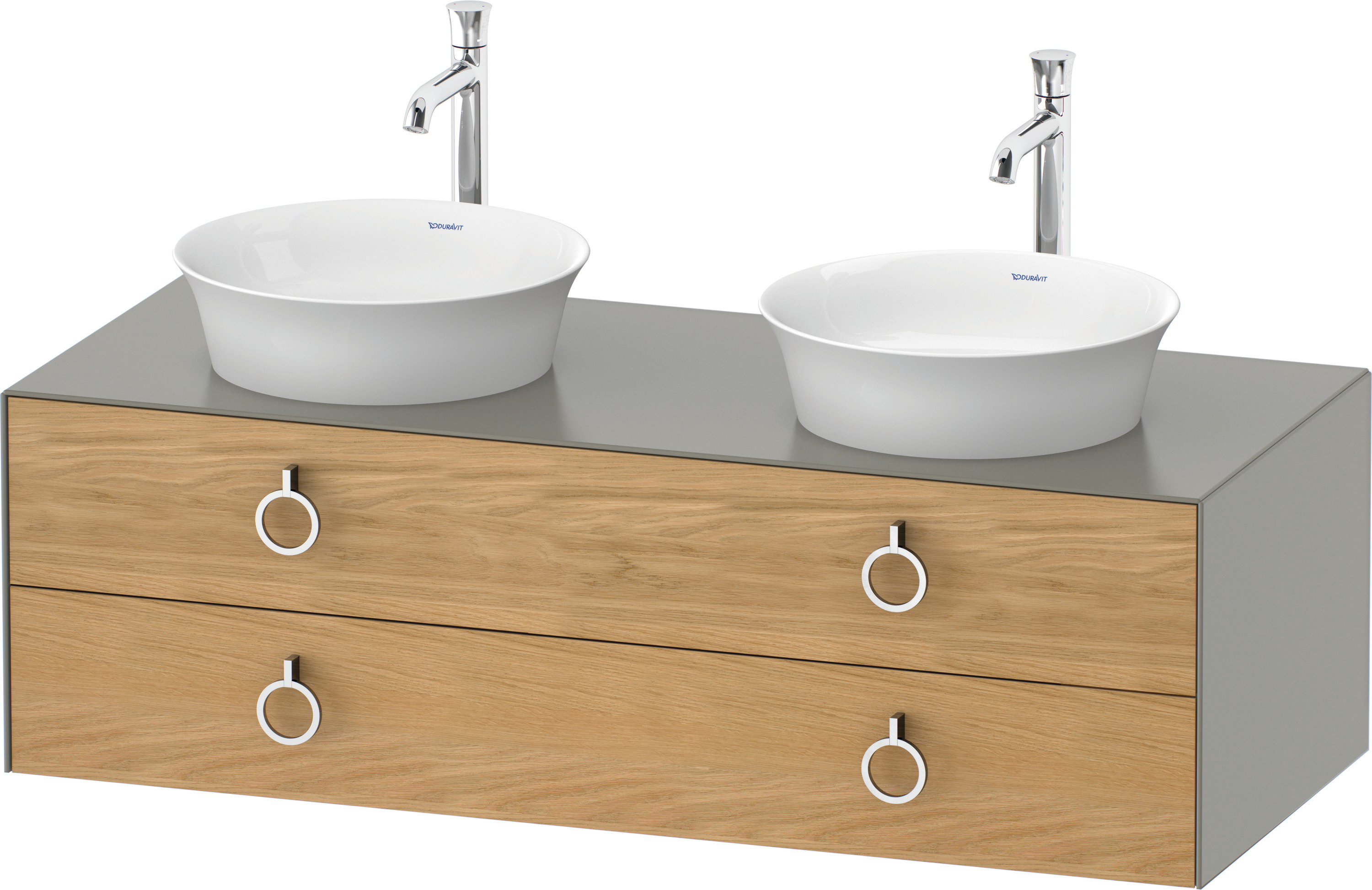 Duravit WTU wandh.White Tulip,2Schk.,m.Griff Aus.b,408x1300x550,Eiche N.M./St.gr.Sdm