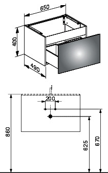 KEUCO WTU X-Line 33151, 1 Auszug, anthrazit/Glas anthrazit, 650x400x490mm