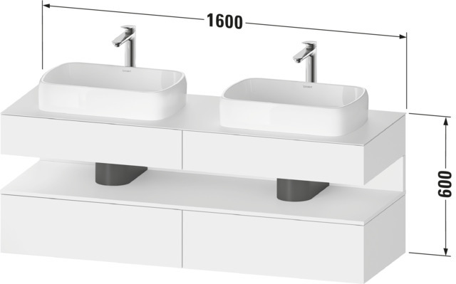 Duravit QA Kons-WTU,Wdh,1600x550x600mm,WPl:2 Ni-Bel,Weiß Supermatt,Ni:Taupe Matt,Dek