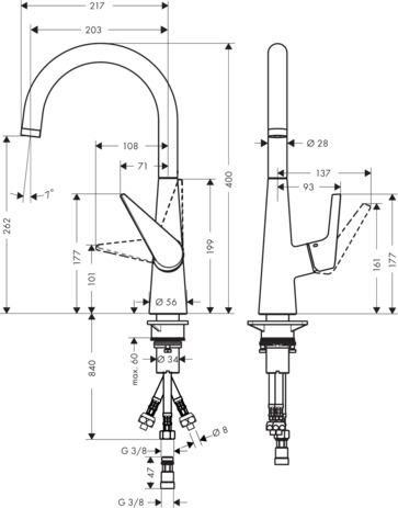 Hansgrohe Spültischmischer 260 Talis M51 Niederdruck 1jet chrom