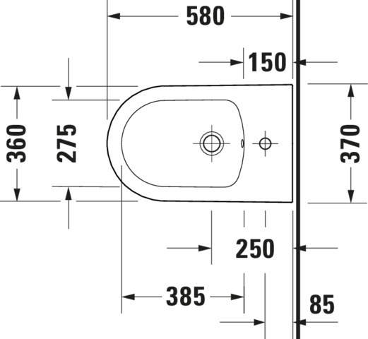 Duravit Standbidet White Tulip, 580mm, Weiß m.ÜL, m.HLB, 1 HL, BTW, WGL