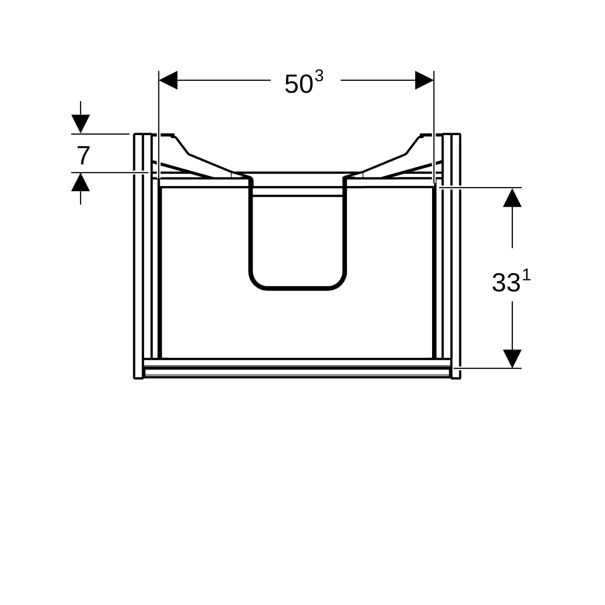 Geberit Renova Plan US f. WT, m. 2 Schubladen 59,5x60,6x44,6cm, weiß/l. seidenmatt