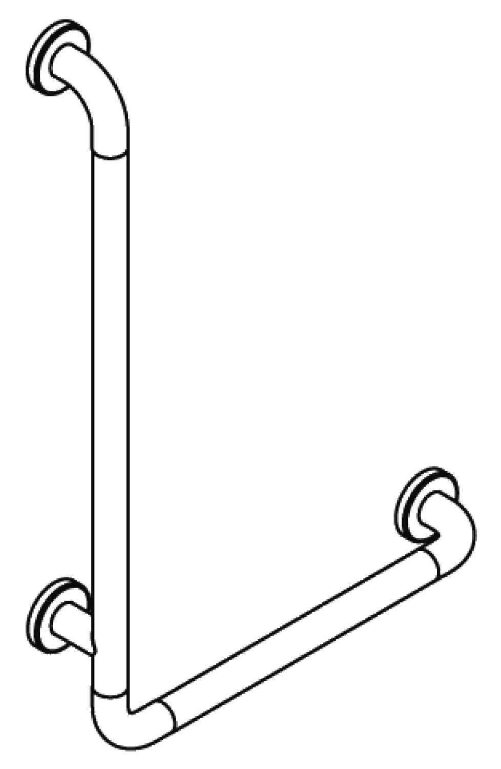HEWI Winkelgriff, AM:750mm W:500mm d:33, chromoptisch beschichtet
