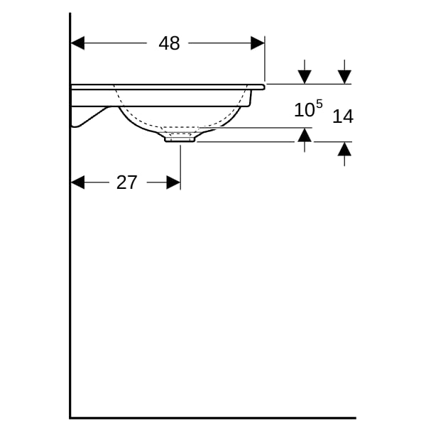 Geberit ONE Möbelwaschtisch 120x48 cm o.Hl., o.Ül., weiß, KeraTect
