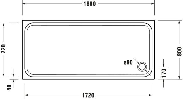 DU D-Code Duschwanne, 1800x800x85 mm, Weiß, Sanitäracryl