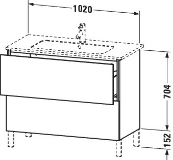 Duravit WTU stehend L-Cube 481x1020x704mm 2 Auszüge, f.233610, weiß hgl. lack