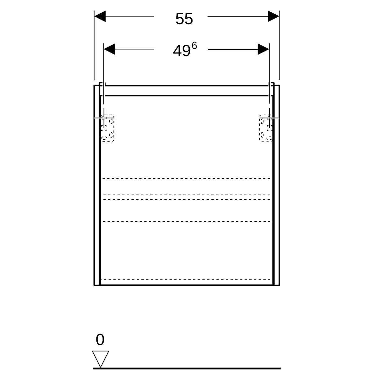 Geberit Renova Compact US für WT, mit 1 Tür 55x60,3x33,7cm, Eiche natur