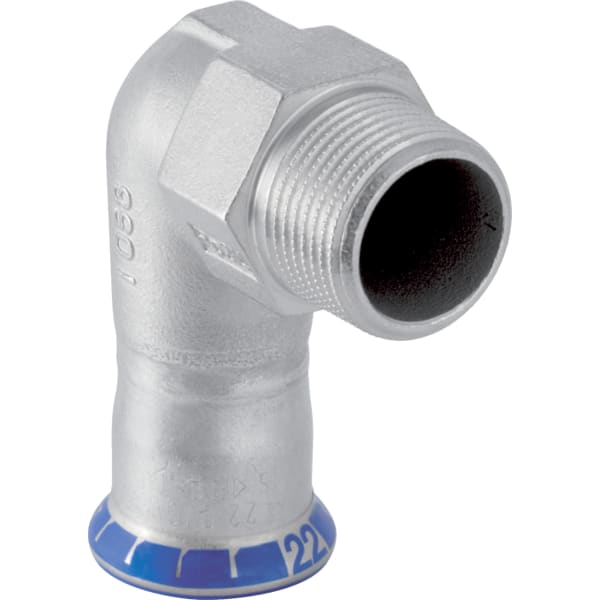 Geberit Mapress Edelstahl Übergangswinkel 90Gr mit AG (LABS-frei) 90G d28-R1