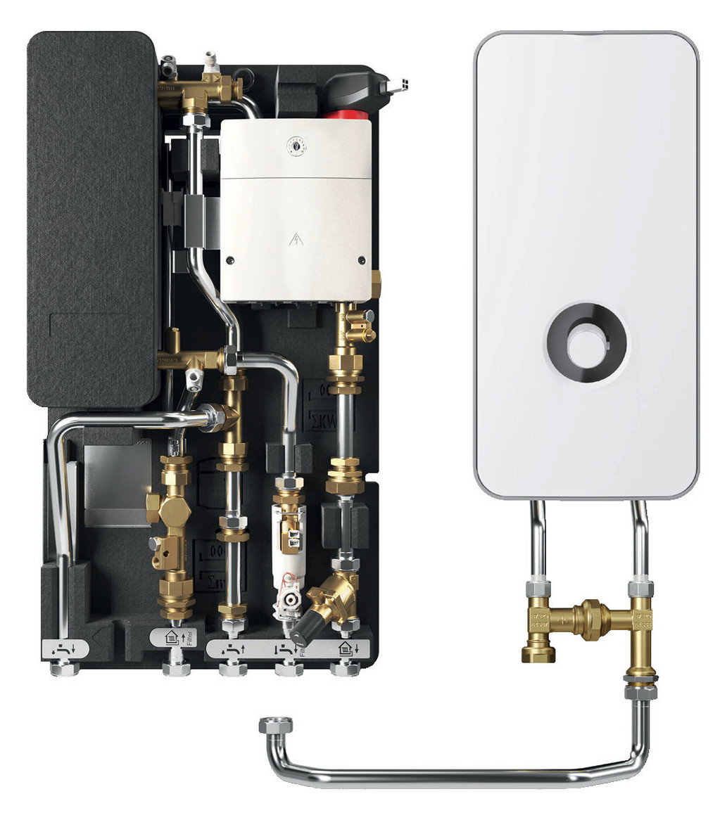 BOSCH Wohnungsstation 35 FWMHPS 35 kW, Edelstahl, mit Durchlauferhitzer