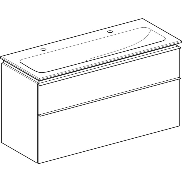 Geberit iCon Set MWT m. US, 2 Schubl. 120x63x48cm, weiß hgl./Gr. chr/KeraTect