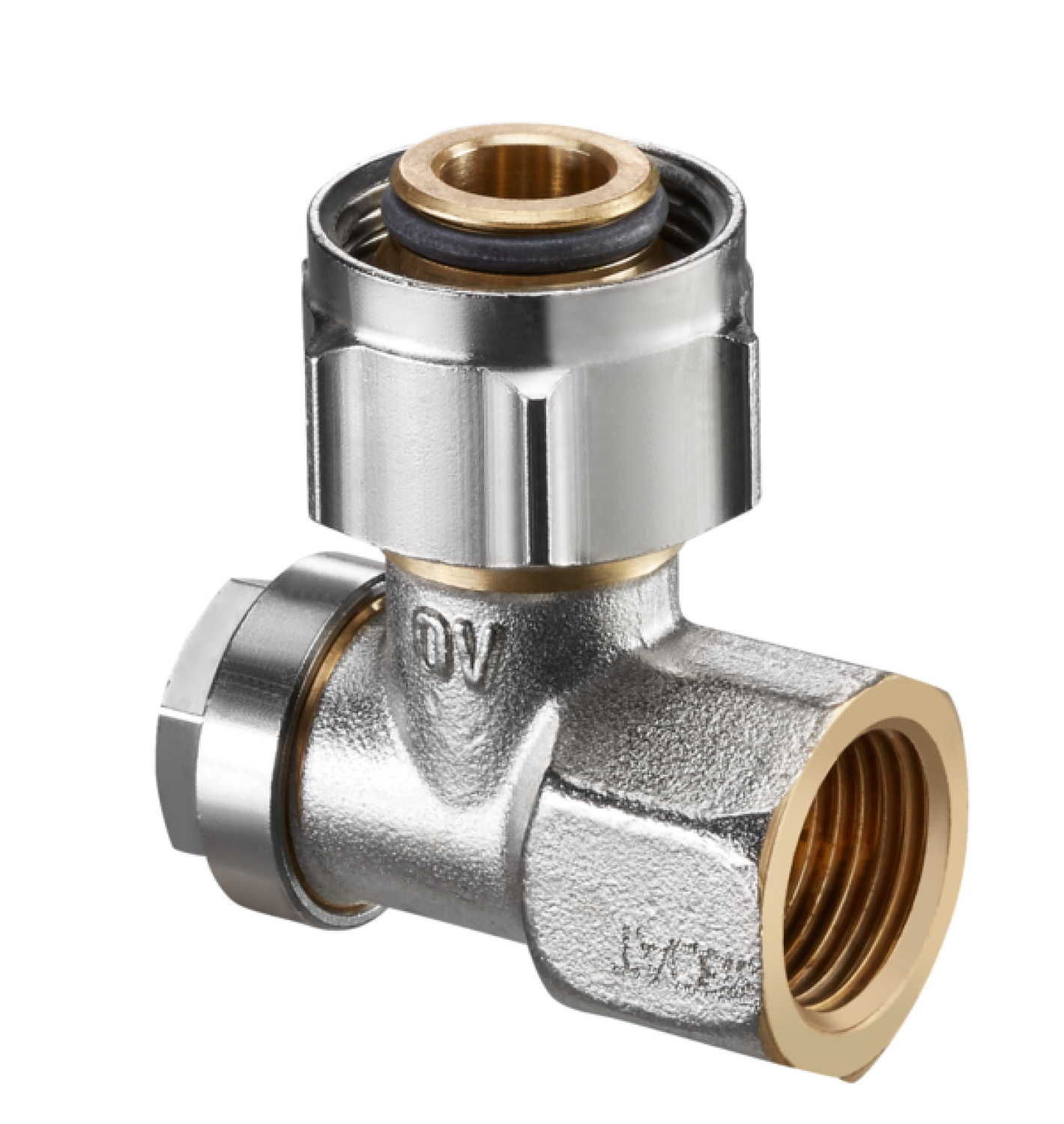 OVENTROP-Absperrwinkelverschraub.Combi 3 "Multiflex F",3/4"ÜM x 3/4"AG, Ms, vern.