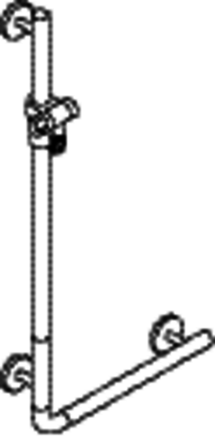 HEWI Winkelgriff m.Br.H.in 92, AM1:900, W1:400, d:33, Kst., chromoptisch besch.