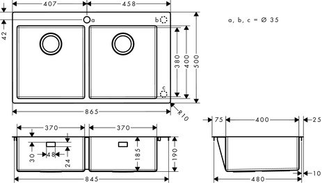 Hansgrohe Einbauspüle 370x370  S711-F765