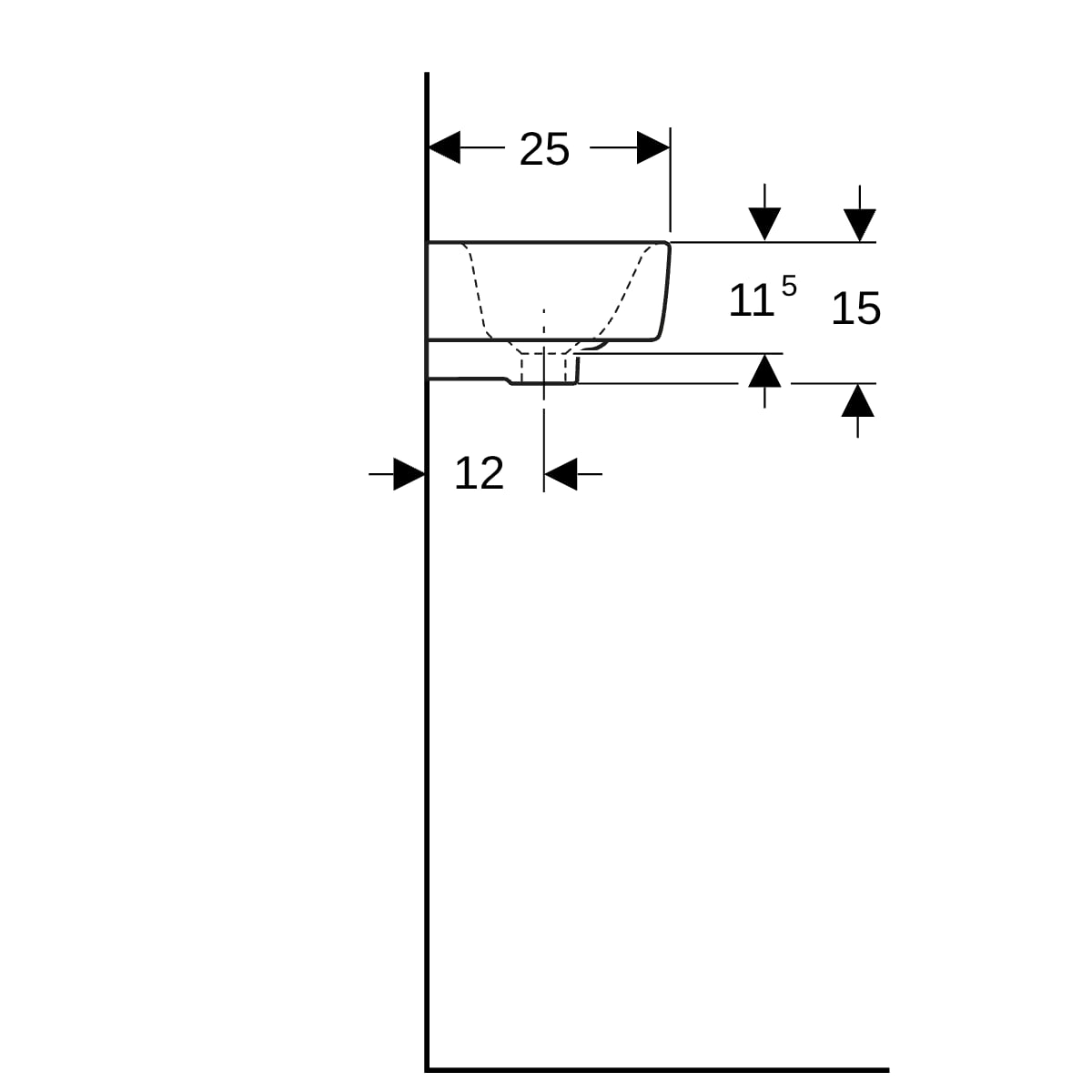 Geberit Renova Compact HWB, verk. Ausladung 40x25cm, Hl. links, m. Ül., weiß