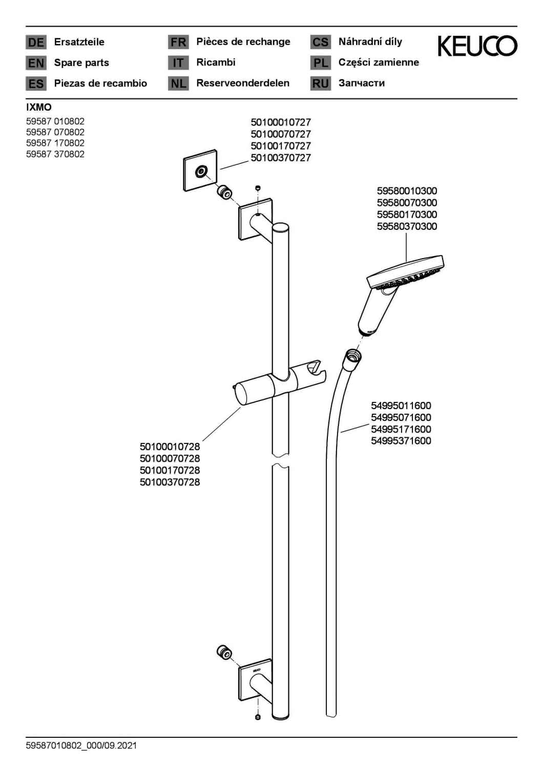 KEUCO Brause-Set eckig IXMO 59587 855mm verchr.