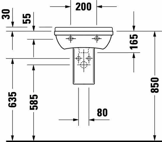 DU Handwaschbecken Starck 3 450 mm mit ÜL, mit HLB, 1 HL, weiß