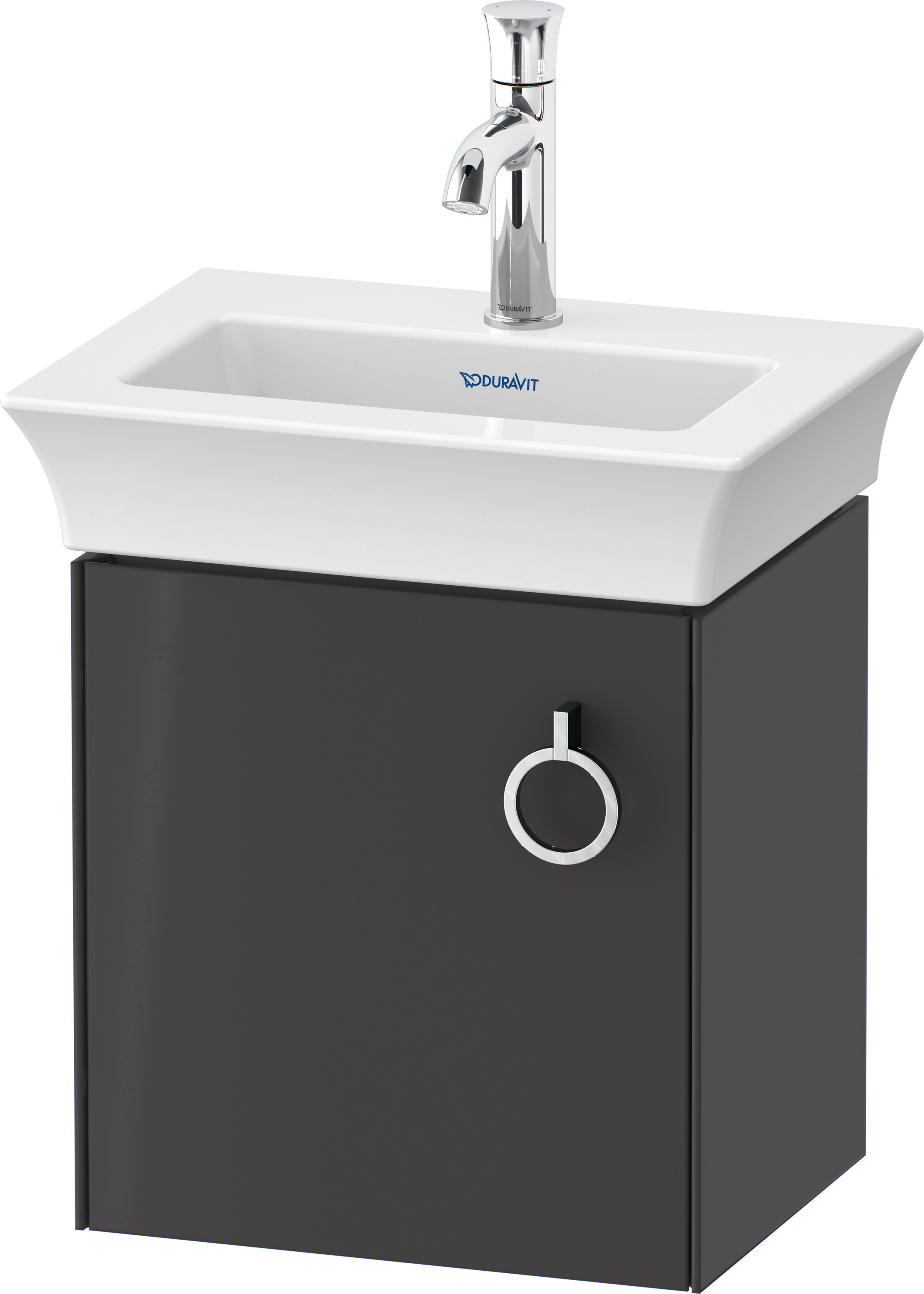 Duravit WTU wandh. White Tulip,1 Tür m.Griff 410x384x298,TA l.,Graphit Hochglanz