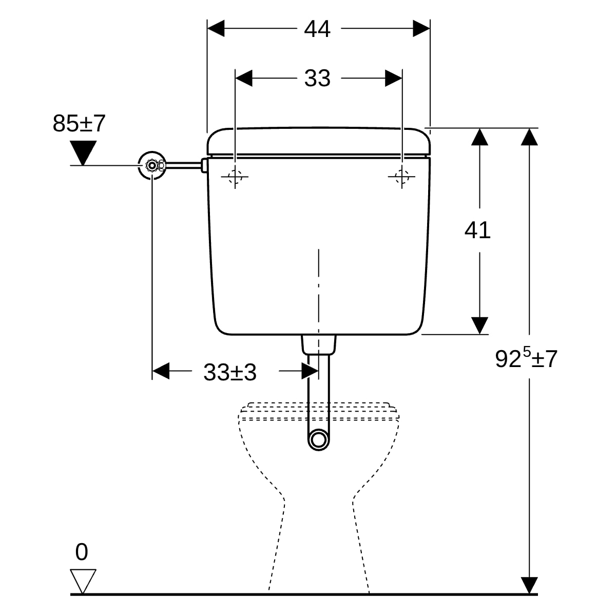 Geberit AP127 AP-Spülkasten, Spül-Stopp-Sp tiefh. WA li/mi/re, weiß-alpin