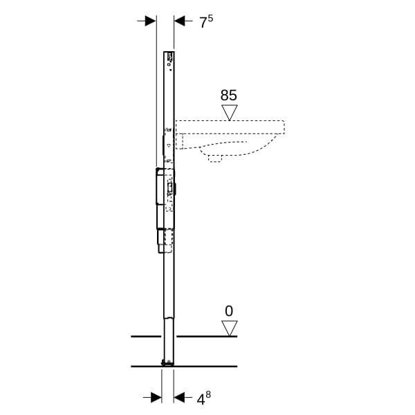 Geberit Duofix Element f. WT, 112 cm elektr. Standarm. m. UP-Funkt.-Box UP-GV