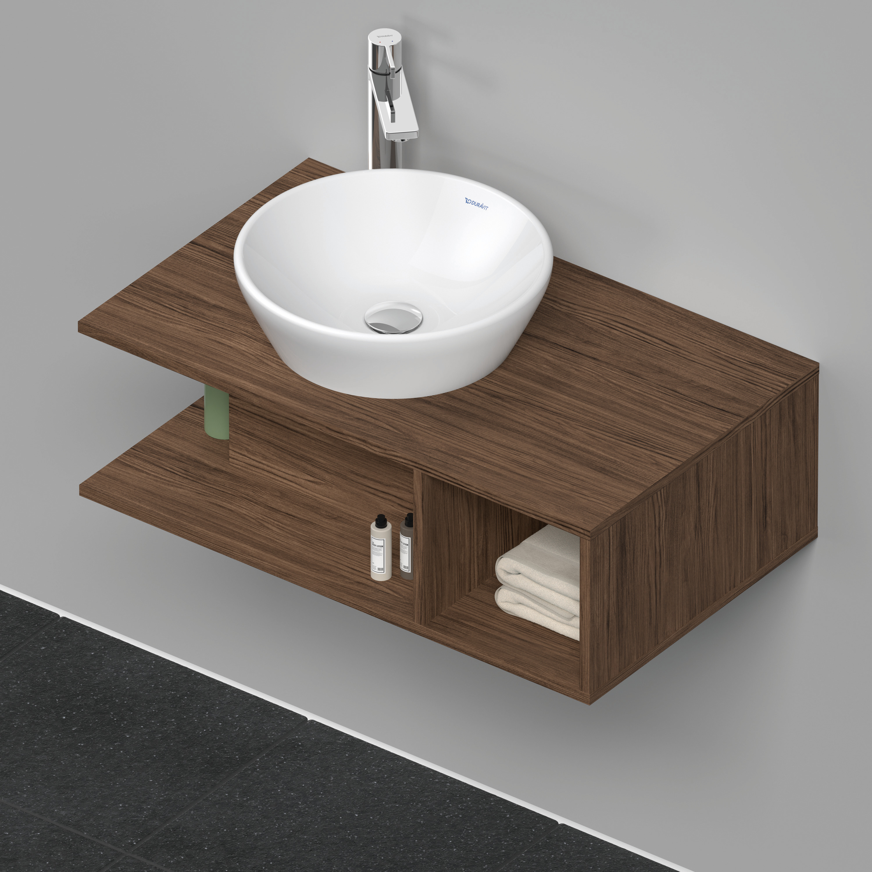 Duravit D-Neo WTU wandh.,1 offenes Fach r., 260x800x480mm, Nussbaum Dunkel
