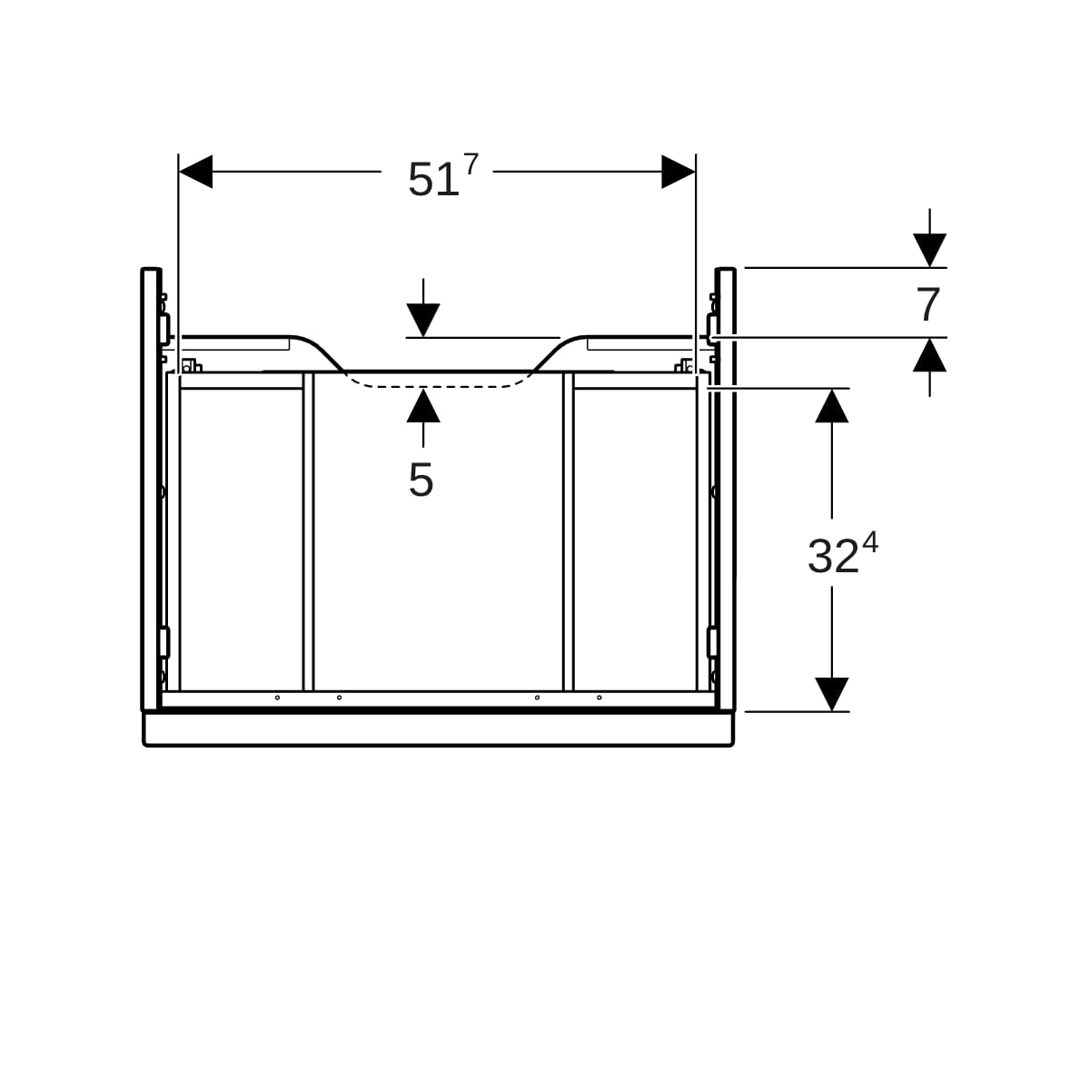 Geberit iCon Unterschrank für WT, 1 Schubl. 59,2x24,7x47,6cm, Eiche/Gr. Lava