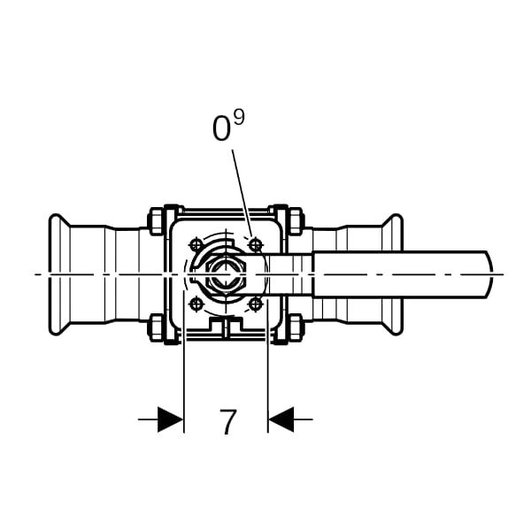 Geberit Mapress Kugelhahn NPW, mit Bet.-Hebel geflanscht d76,1