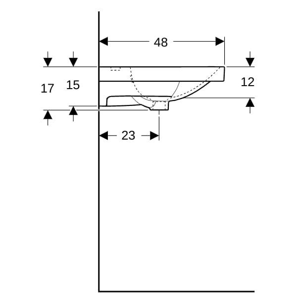 Geberit Acanto Doppel-WT f. US, 120x48cm einfache Bef., m. Hl., m. Ül., weiß Tect