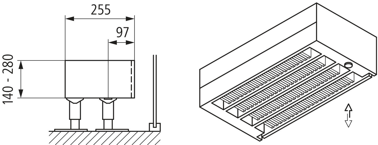 Kermi Kon m. Str. Typ44 BH280x255x3000 QN6501, weiß, 6bar, o. Abd., AB Uni.