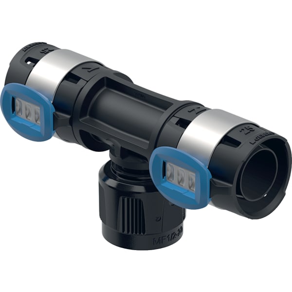 Geberit FlowFit Übergangs-T-Stück mit MasterFix PPSU d20-MF20-d16