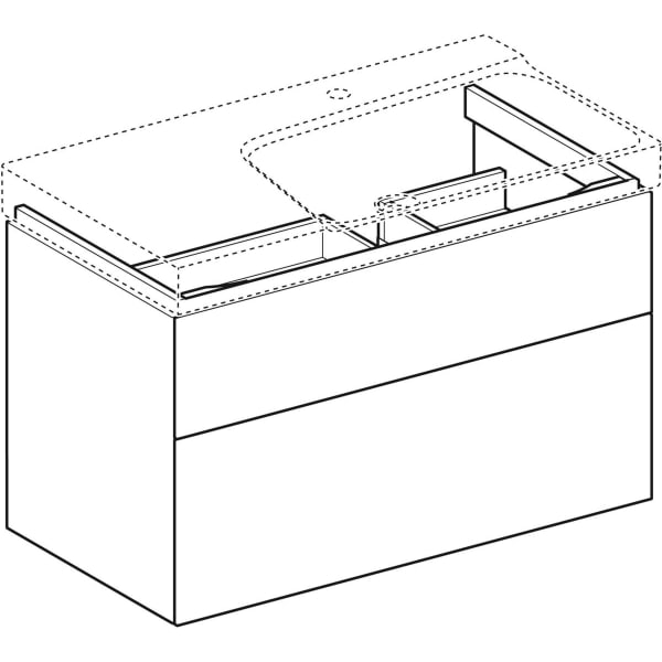 Geberit Xeno2 Unterschrank f. WT m. Ablg. li m. 2 Schubl., 88x53x46,2cm, sculturagrau